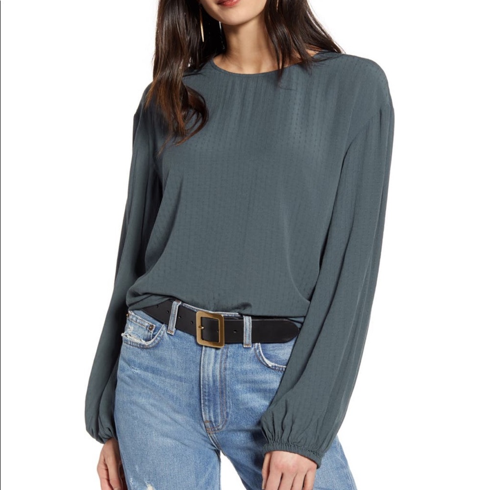 Treasure & Bond Dobby Blouse in Blue Slate